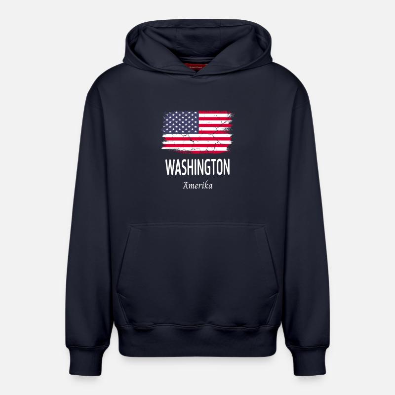 Washington - Sweat à capuche unisexe décontracté en coton biologique – de SPREAD - bleu marine
