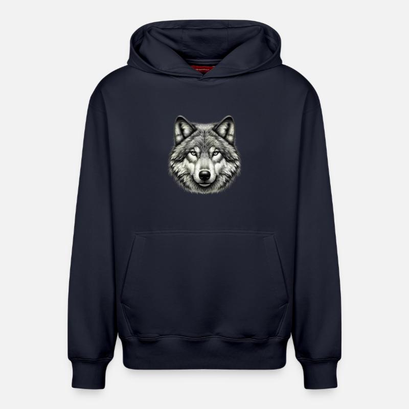 Loup - Sweat à capuche unisexe décontracté en coton biologique – de SPREAD - bleu marine