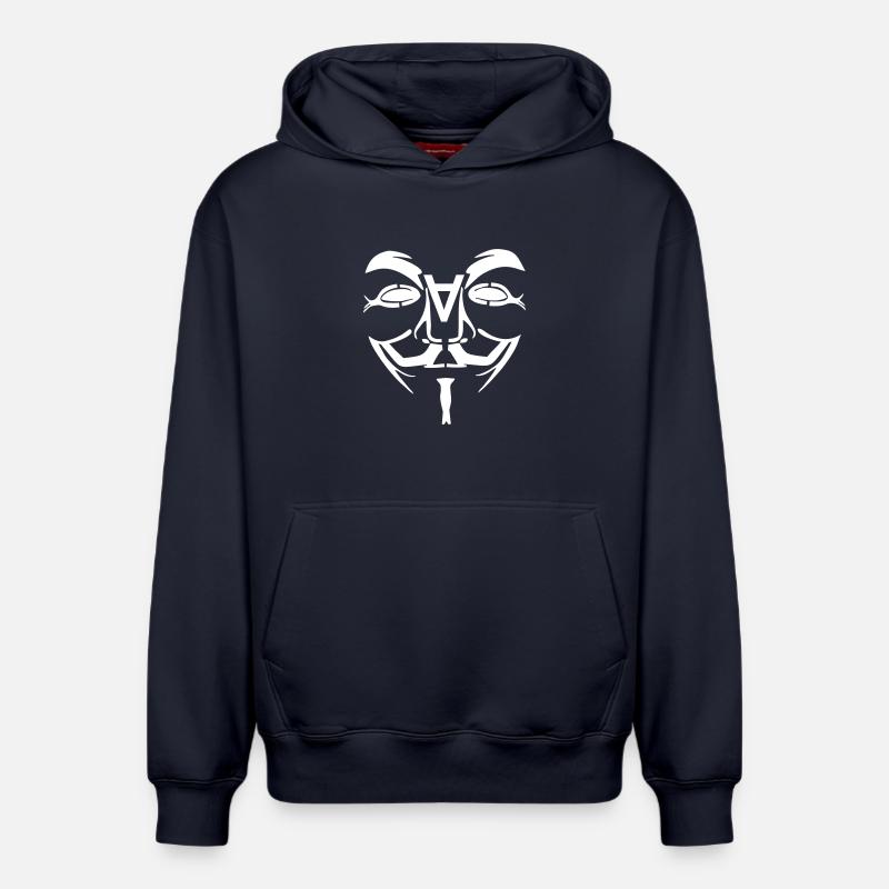 Visage de conception anonyme avec un - Sweat à capuche unisexe décontracté en coton biologique – de SPREAD - bleu marine