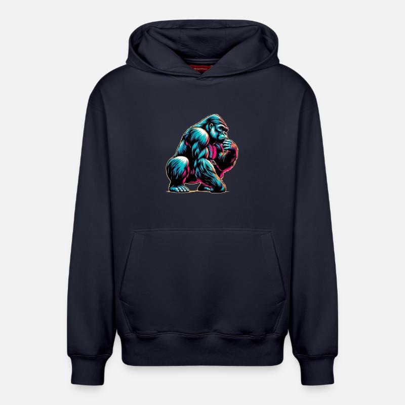 Gorille - Sweat à capuche unisexe décontracté en coton biologique – de SPREAD - bleu marine