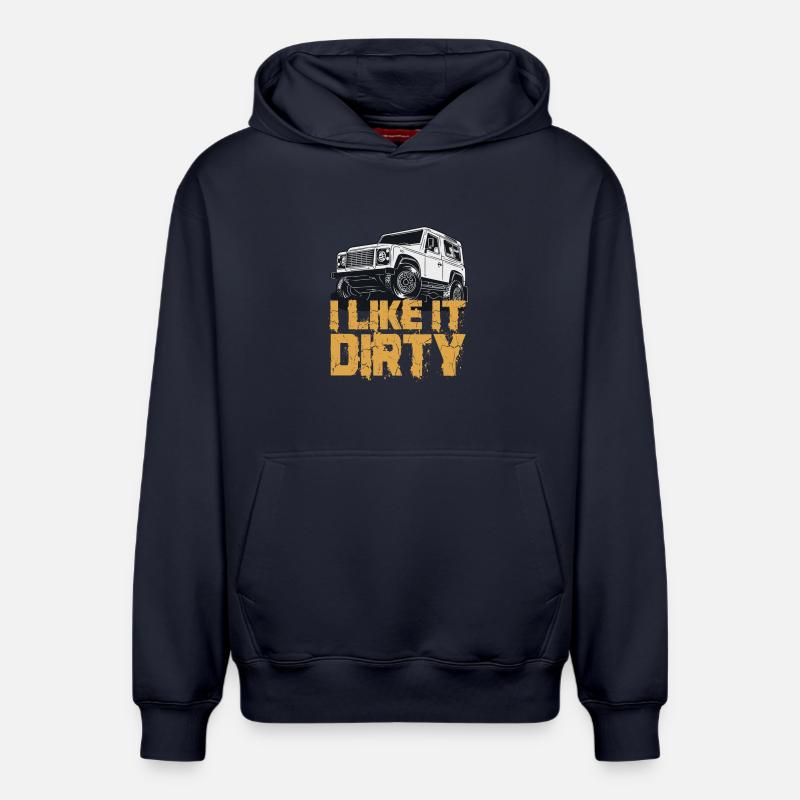 defender I like Dirty - Sweat à capuche unisexe décontracté en coton biologique – de SPREAD - bleu marine