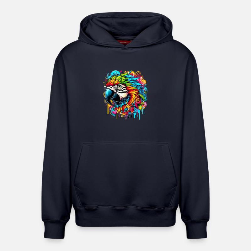 Perroquet - Sweat à capuche unisexe décontracté en coton biologique – de SPREAD - bleu marine
