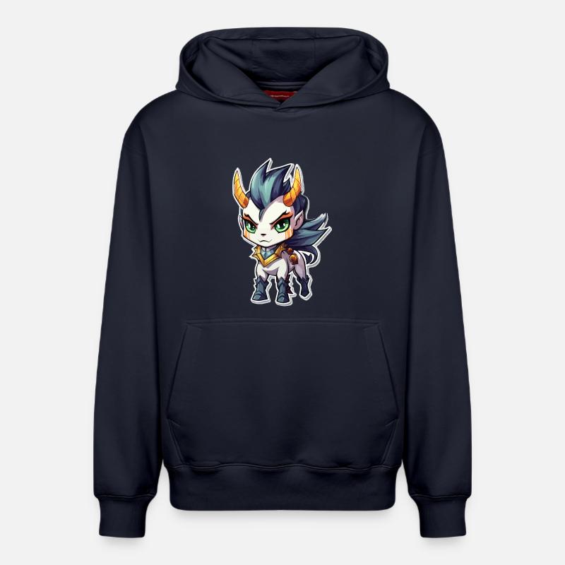 Cheval Démon Chibi - Sweat à capuche unisexe décontracté en coton biologique – de SPREAD - bleu marine