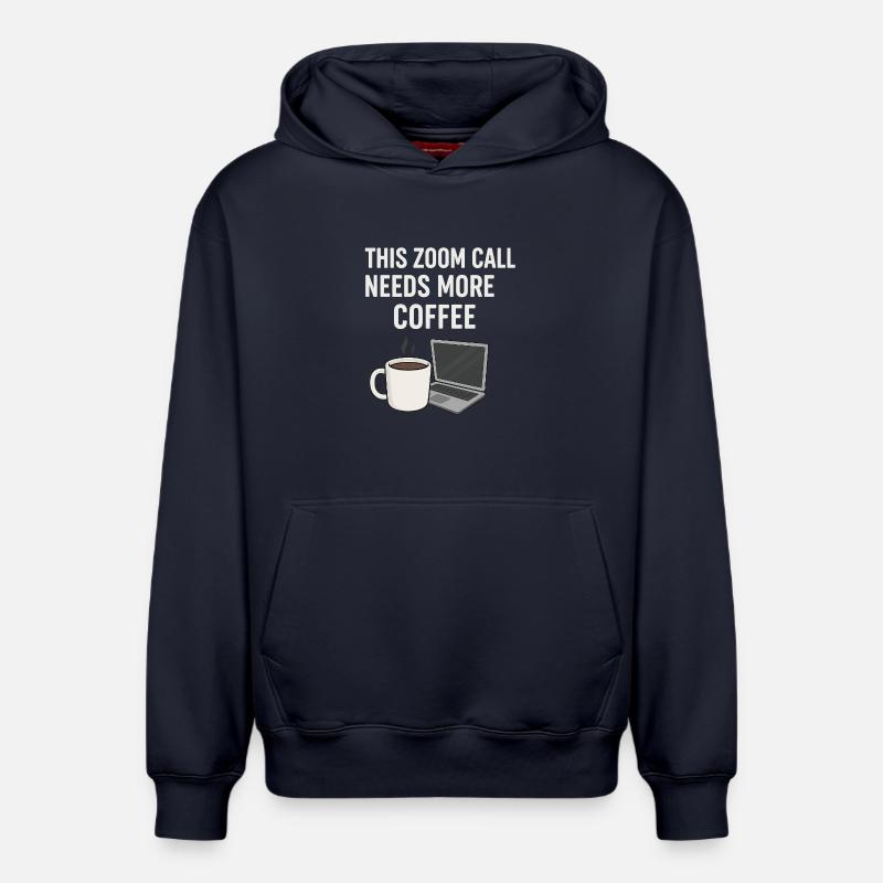 Appel Zoom avec Coffee Dream - Sweat à capuche unisexe décontracté en coton biologique – de SPREAD - bleu marine