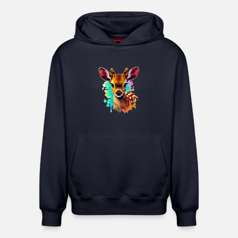 Faon - Sweat à capuche unisexe décontracté en coton biologique – de SPREAD - bleu marine