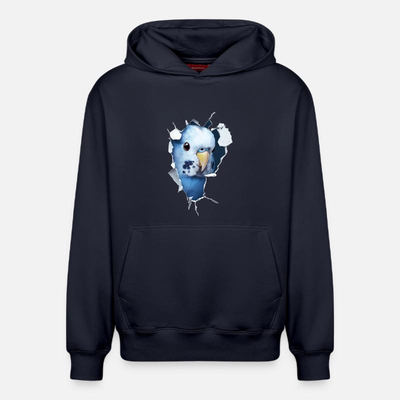 Perruche ondulée - Sweat à capuche unisexe décontracté en coton biologique – de SPREAD - bleu marine