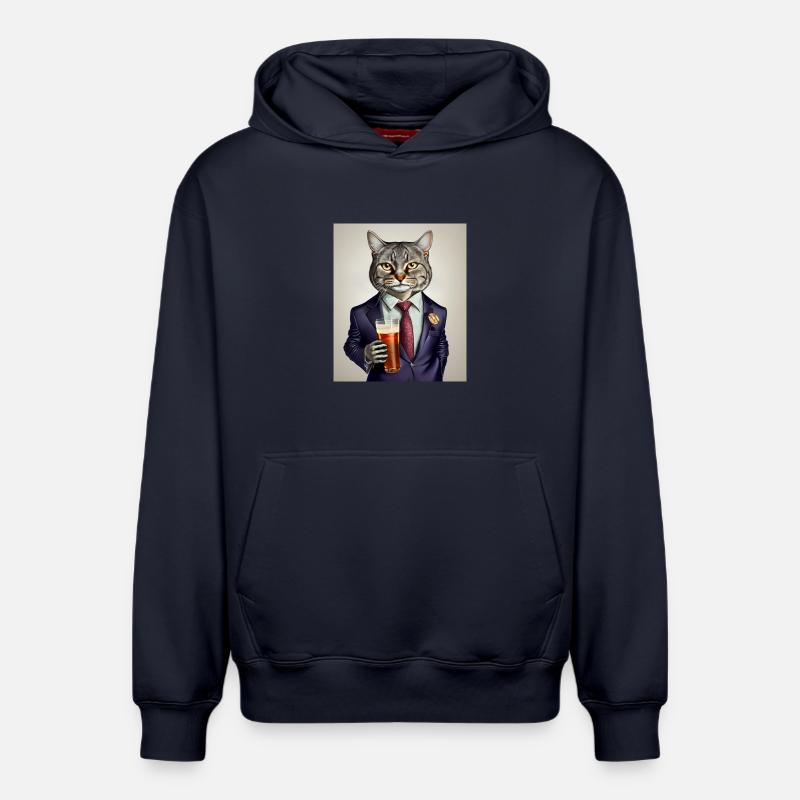 Chat dans le bar - Sweat à capuche unisexe décontracté en coton biologique – de SPREAD - bleu marine