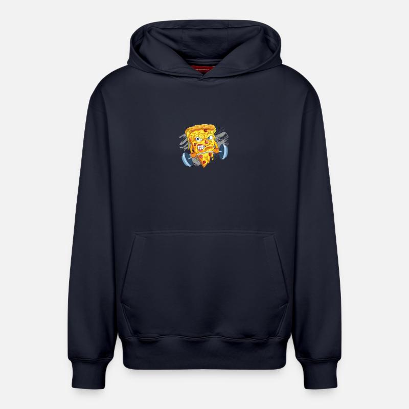 Fan de pizza haltère pizza - Sweat à capuche unisexe décontracté en coton biologique – de SPREAD - bleu marine