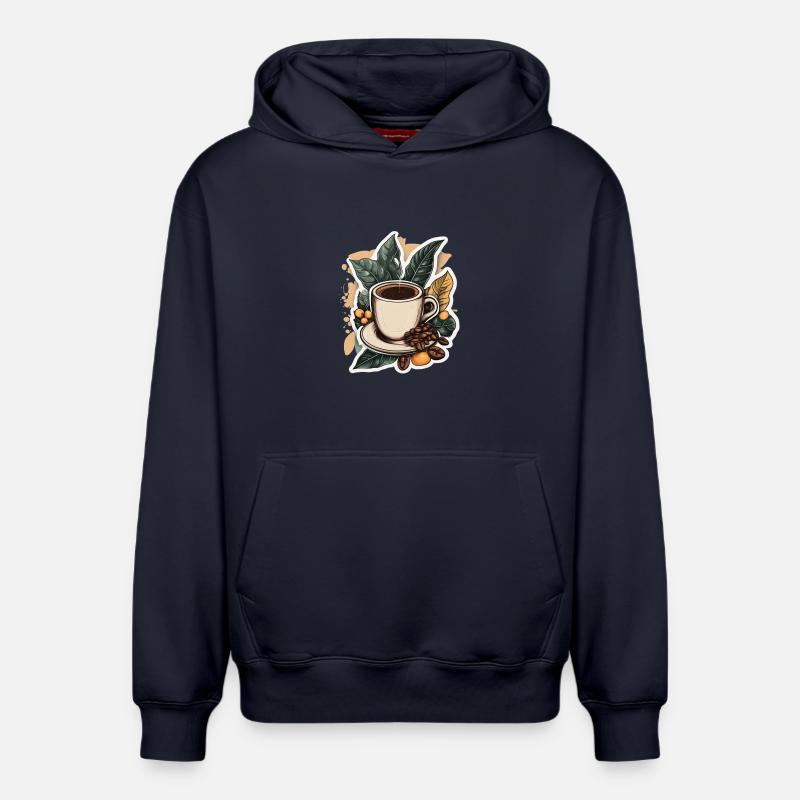 Café - Sweat à capuche unisexe décontracté en coton biologique – de SPREAD - bleu marine