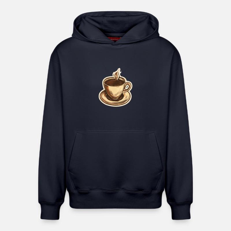 Café - Sweat à capuche unisexe décontracté en coton biologique – de SPREAD - bleu marine