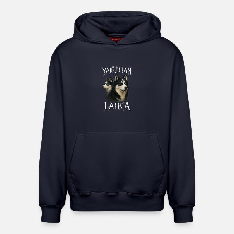 Laïka de Iakoutie - Sweat à capuche unisexe décontracté en coton biologique – de SPREAD - bleu marine