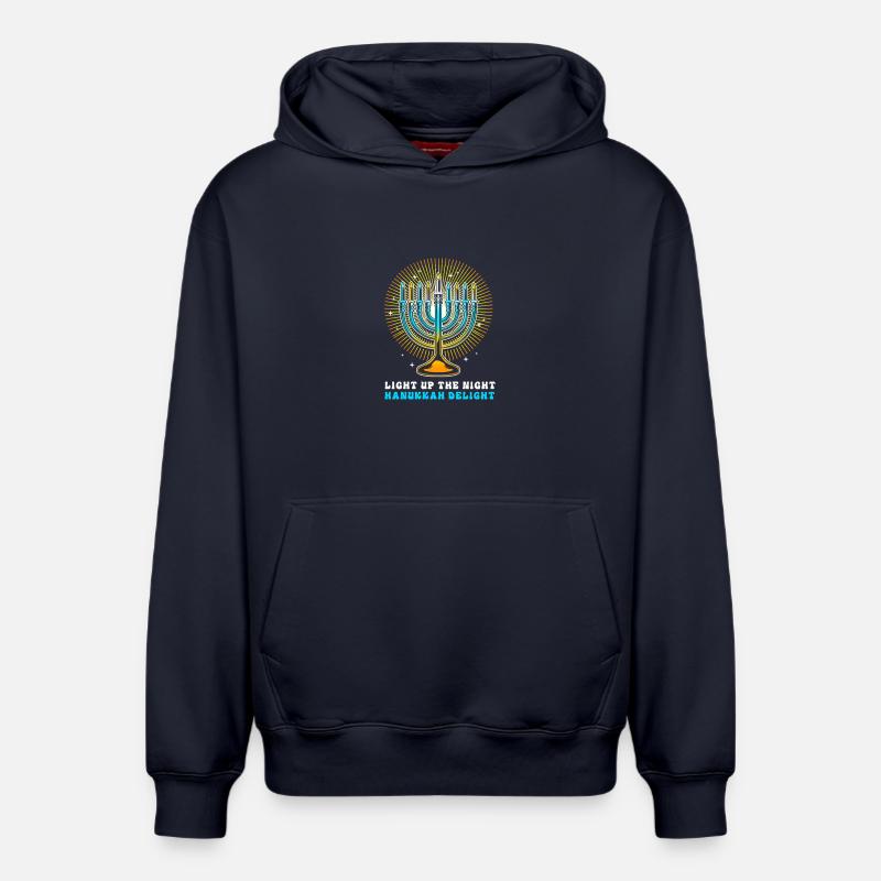 Hanoukka Hanoukka Hanoukka - Sweat à capuche unisexe décontracté en coton biologique – de SPREAD - bleu marine
