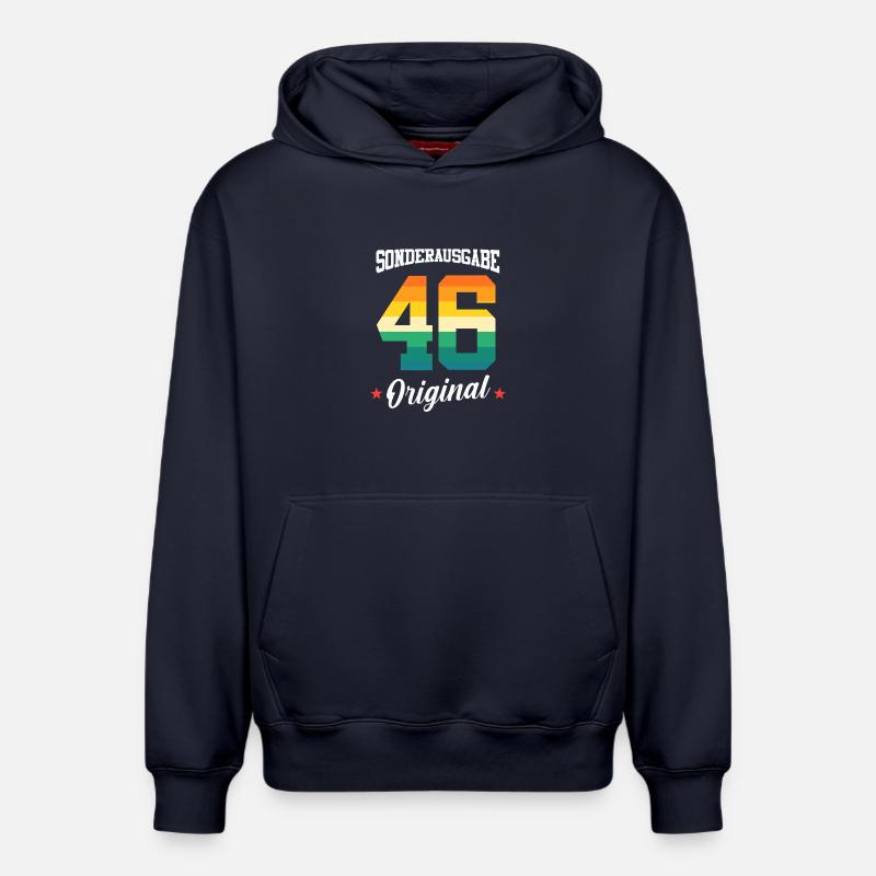 46 Anniversaire - Sweat à capuche unisexe décontracté en coton biologique – de SPREAD - bleu marine