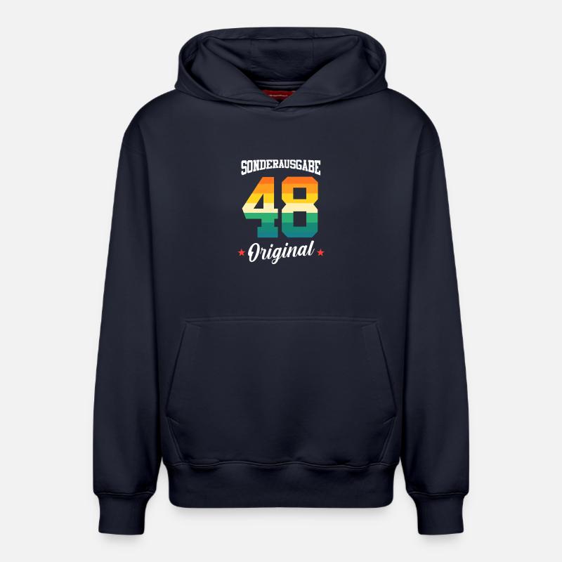 48 Anniversaire - Sweat à capuche unisexe décontracté en coton biologique – de SPREAD - bleu marine