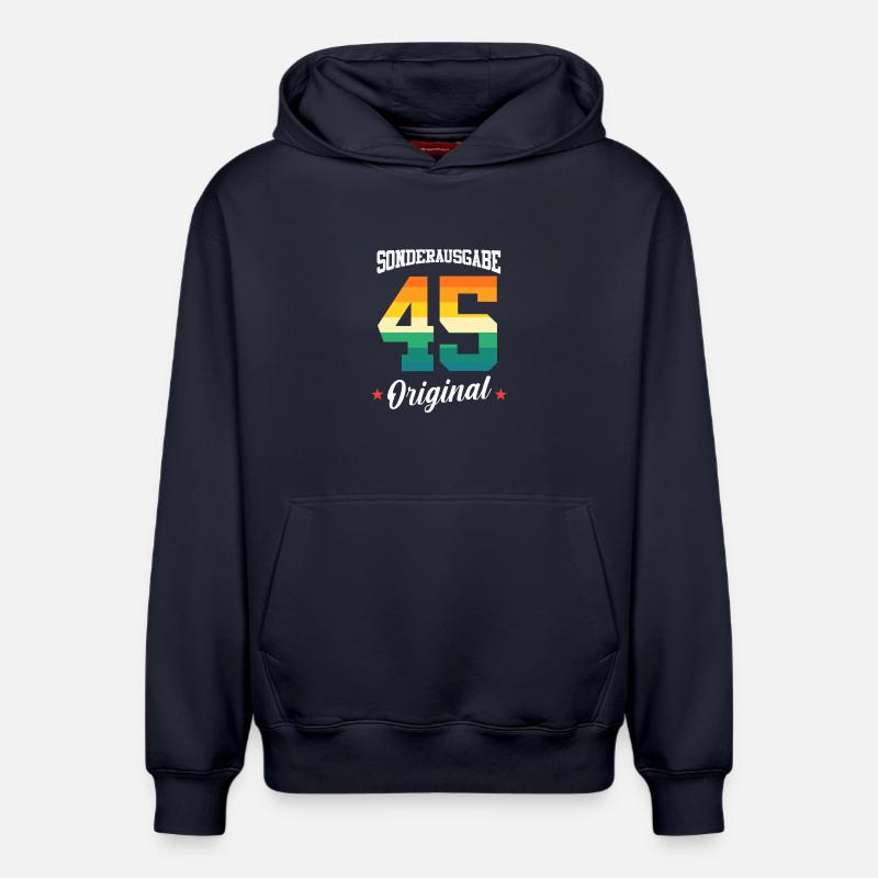 45 Anniversaire - Sweat à capuche unisexe décontracté en coton biologique – de SPREAD - bleu marine