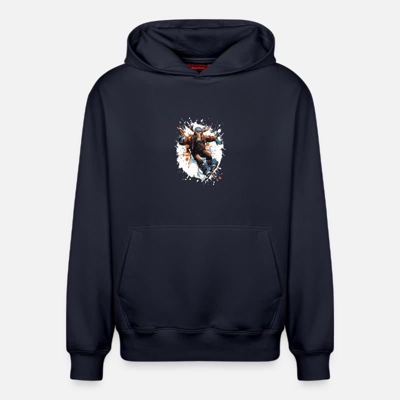 Planche à neige Moose - Sweat à capuche unisexe décontracté en coton biologique – de SPREAD - bleu marine