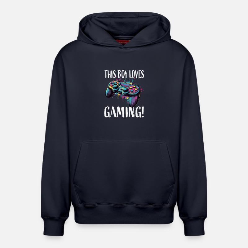 This Boy Loves Gaming Controller - Relaxed Unisex Organic Hoodie – von SPREAD - Navy