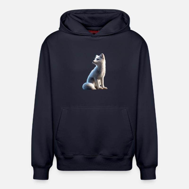 Polarfuchs Schneefuchs Eisfuchs Süßer Weißer Fuchs - Relaxed Unisex Organic Hoodie – von SPREAD - Navy