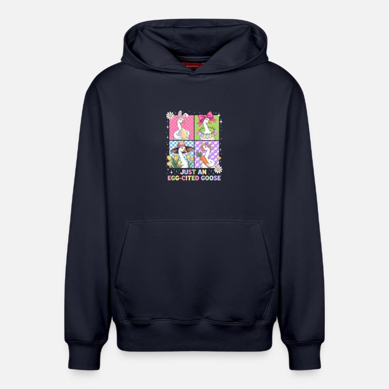 Eierfreudige Gans im Vier Panel - Relaxed Unisex Organic Hoodie – von SPREAD - Navy