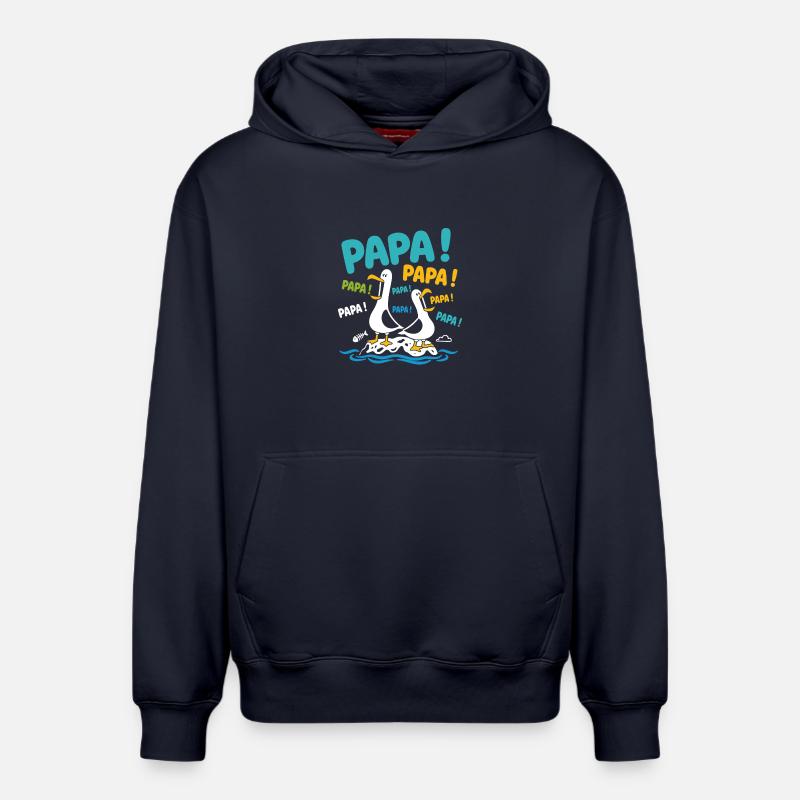 Papas oiseaux  - Sweat à capuche unisexe décontracté en coton biologique – de SPREAD - bleu marine