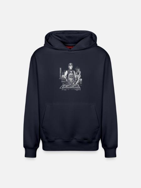John Tyler grilling - Relaxed Unisex Organic Hoodie – by SPREAD - navy