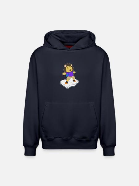 Lion Book - Relaxed Unisex Organic Hoodie – by SPREAD - navy