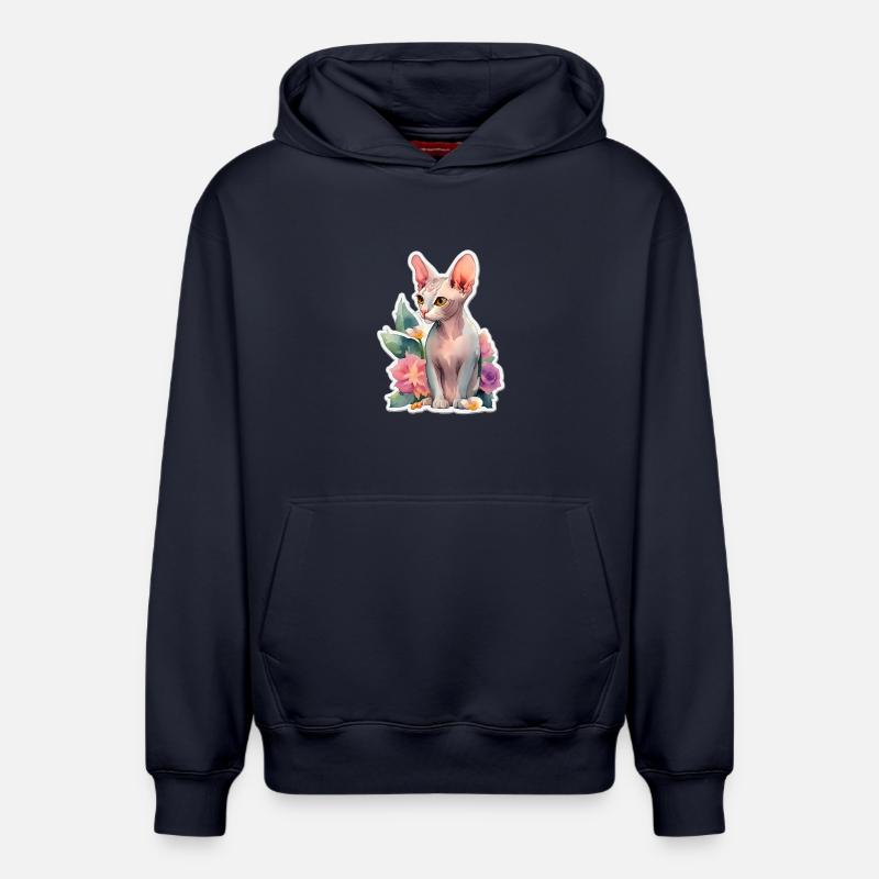 Chat Sphynx - Sweat à capuche unisexe décontracté en coton biologique – de SPREAD - bleu marine