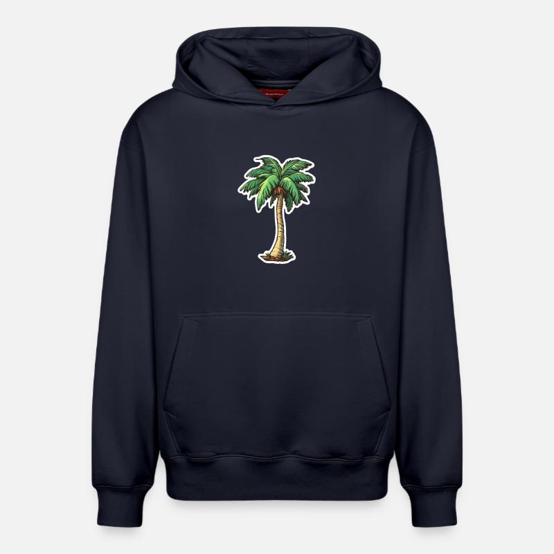 Palmier - Sweat à capuche unisexe décontracté en coton biologique – de SPREAD - bleu marine