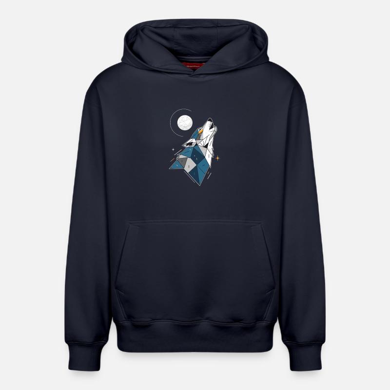 Loup - Sweat à capuche unisexe décontracté en coton biologique – de SPREAD - bleu marine