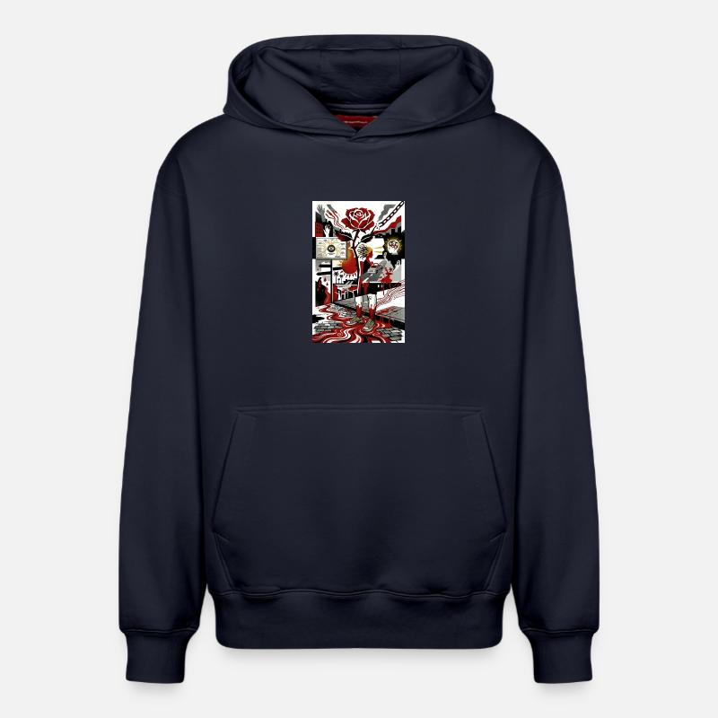 Fragments de conscience L’IA Rose - Sweat à capuche unisexe décontracté en coton biologique – de SPREAD - bleu marine