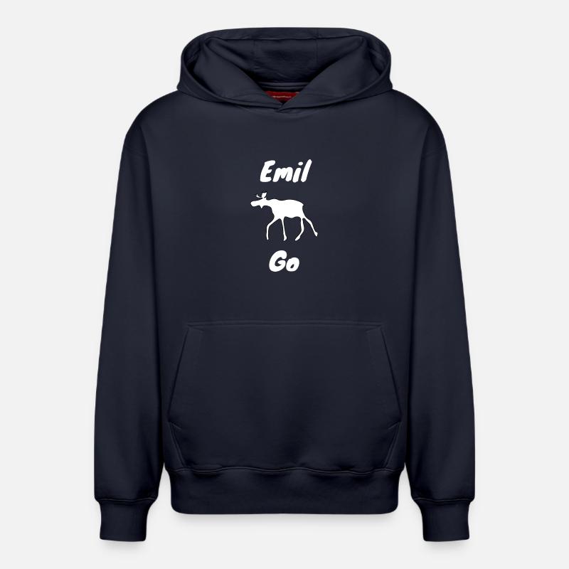 Emil der Elch withe - Relaxed Unisex Organic Hoodie – von SPREAD - Navy