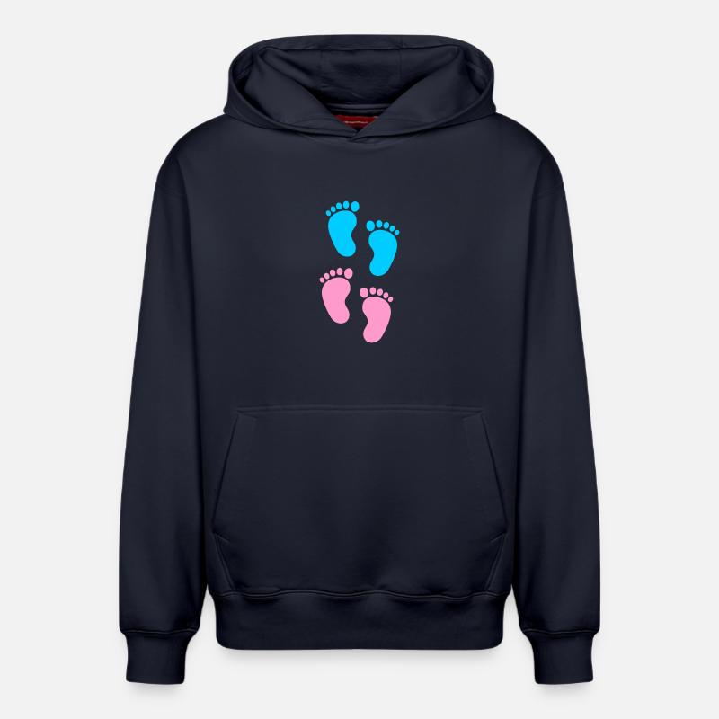 Empreintes de bébé bleues et roses - Sweat à capuche unisexe décontracté en coton biologique – de SPREAD - bleu marine