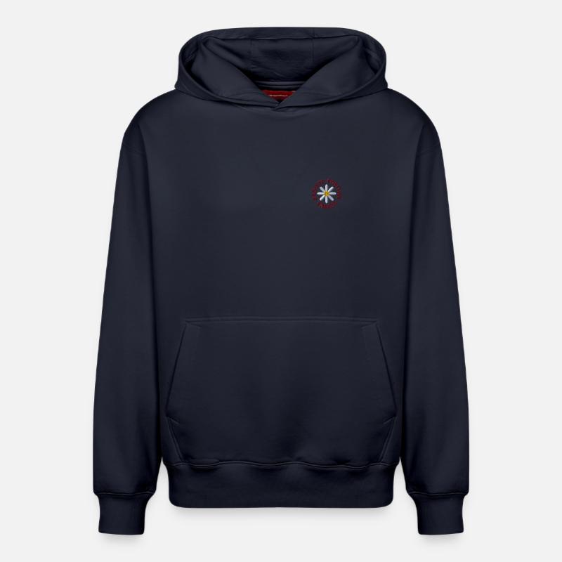 Fleur brodée - Sweat à capuche unisexe décontracté en coton biologique – de SPREAD - bleu marine