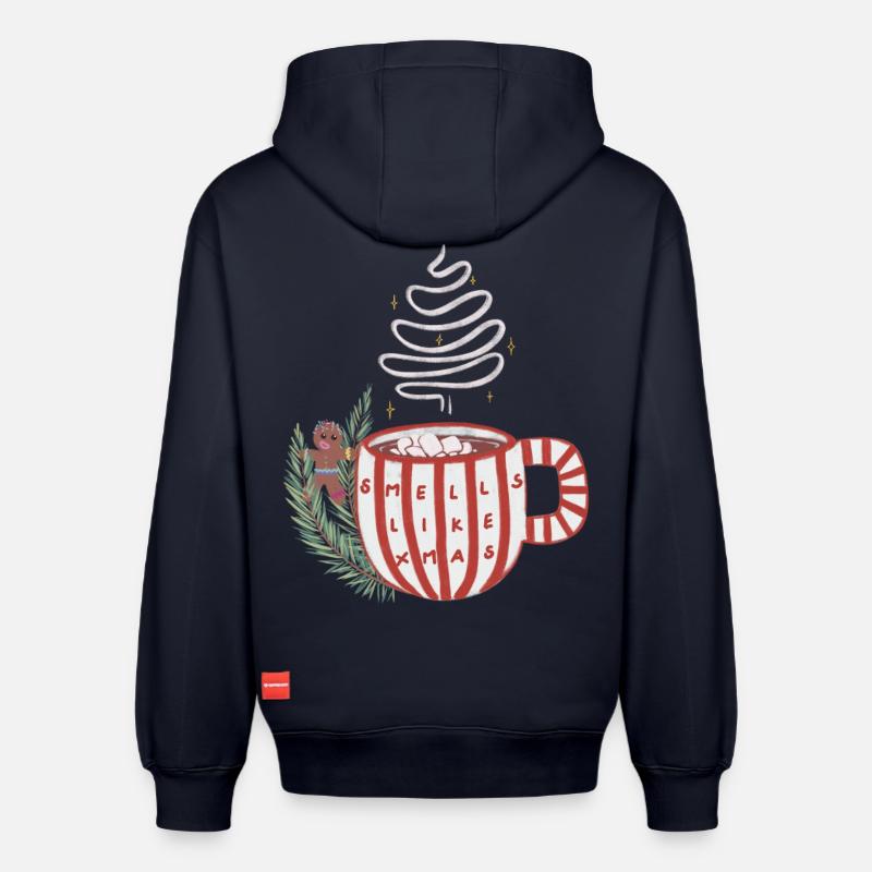 Noël - Sweat à capuche unisexe décontracté en coton biologique – de SPREAD - bleu marine