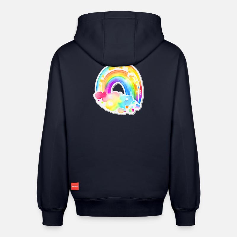 Arc-en-ciel - Sweat à capuche unisexe décontracté en coton biologique – de SPREAD - bleu marine