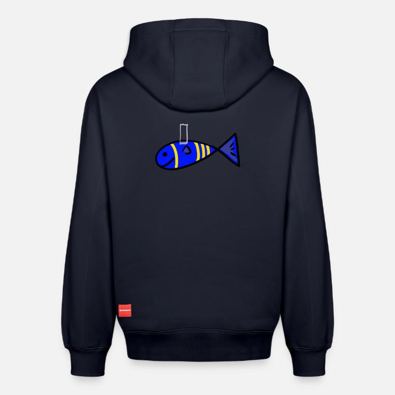 Poisson d'Avril - Sweat à capuche unisexe décontracté en coton biologique – de SPREAD - bleu marine