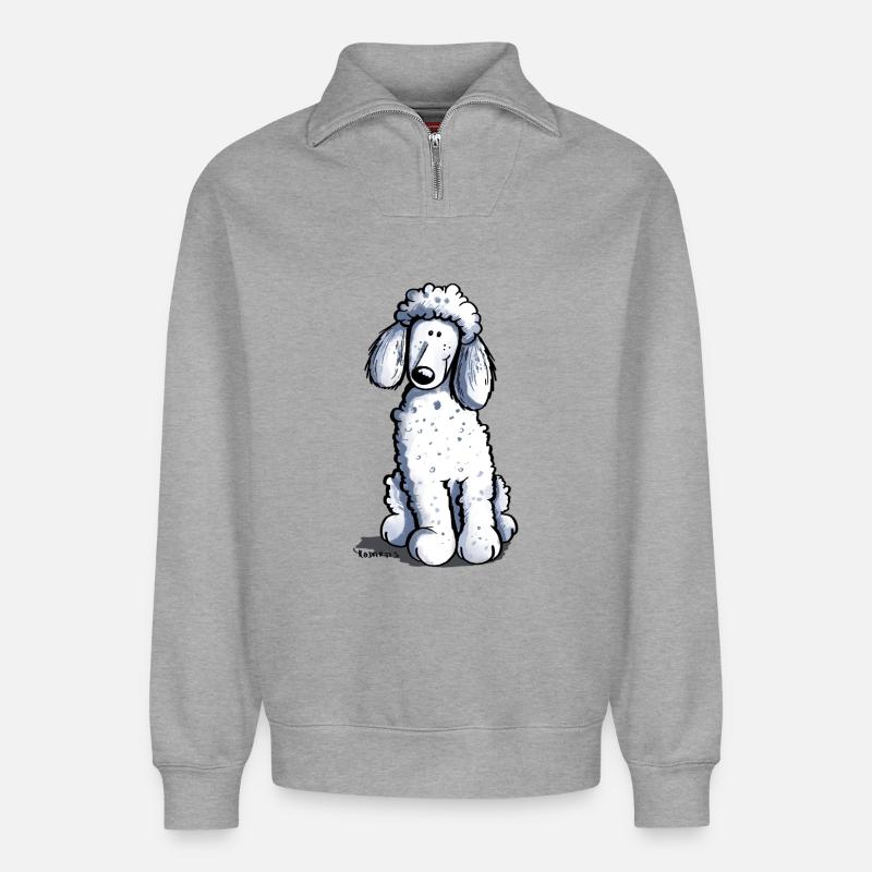Kleiner Pudel - Relaxed Unisex Organic Half Zip Sweatshirt – von SPREAD - Grau meliert