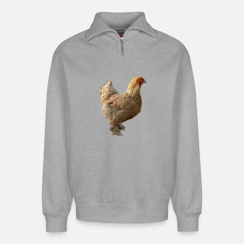 Huhn - Relaxed Unisex Organic Half Zip Sweatshirt – von SPREAD - Grau meliert