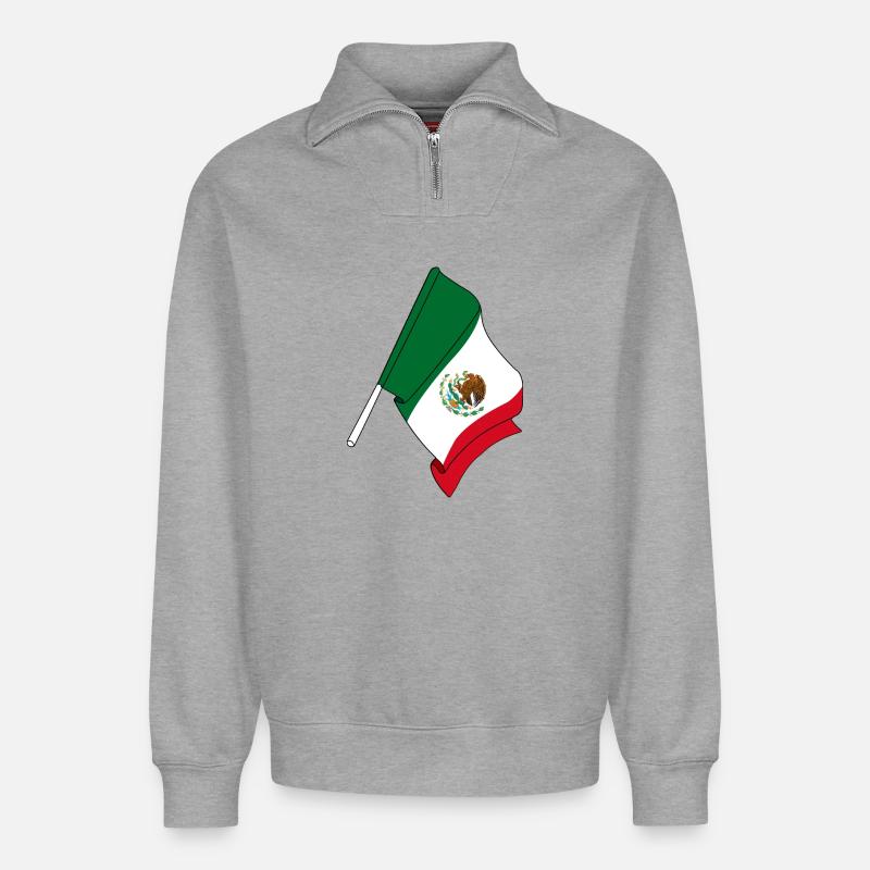 Flagge von Mexiko - Relaxed Unisex Organic Half Zip Sweatshirt – von SPREAD - Grau meliert