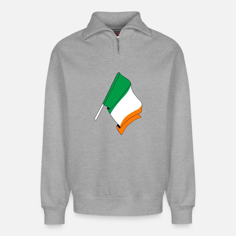 Flag Ireland - Relaxed Unisex Organic Half Zip Sweatshirt – by SPREAD - heather grey