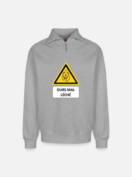 Bear badly licked - Relaxed Unisex Organic Half Zip Sweatshirt – by SPREAD - heather grey