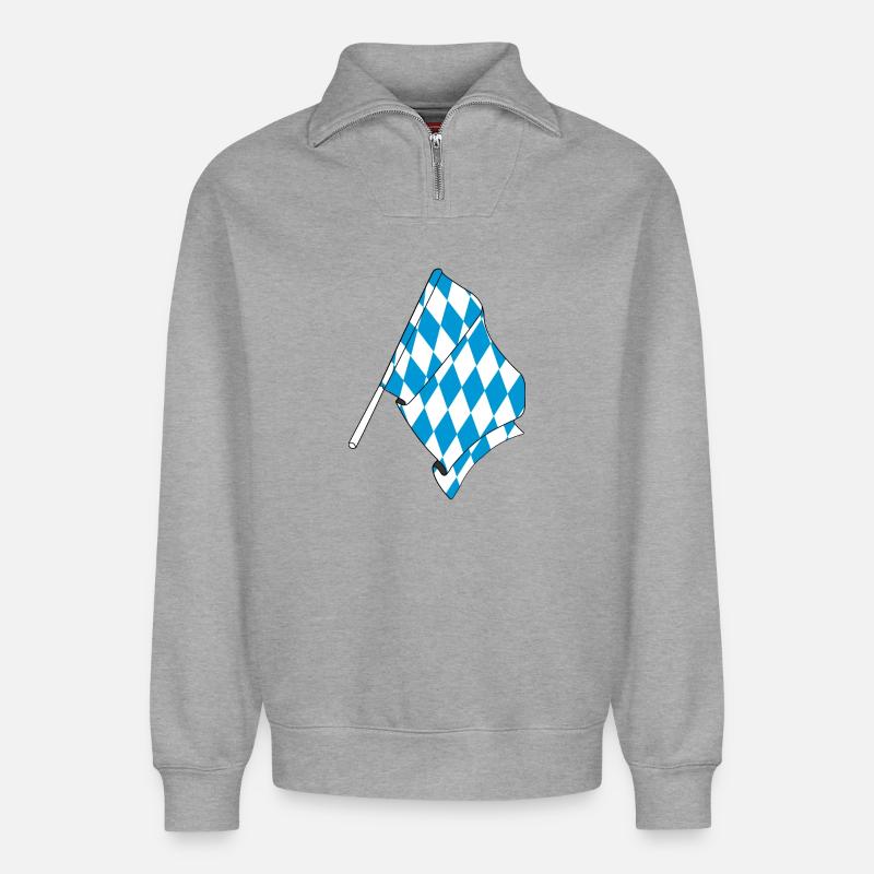 Flagge Bayern - Relaxed Unisex Organic Half Zip Sweatshirt – von SPREAD - Grau meliert