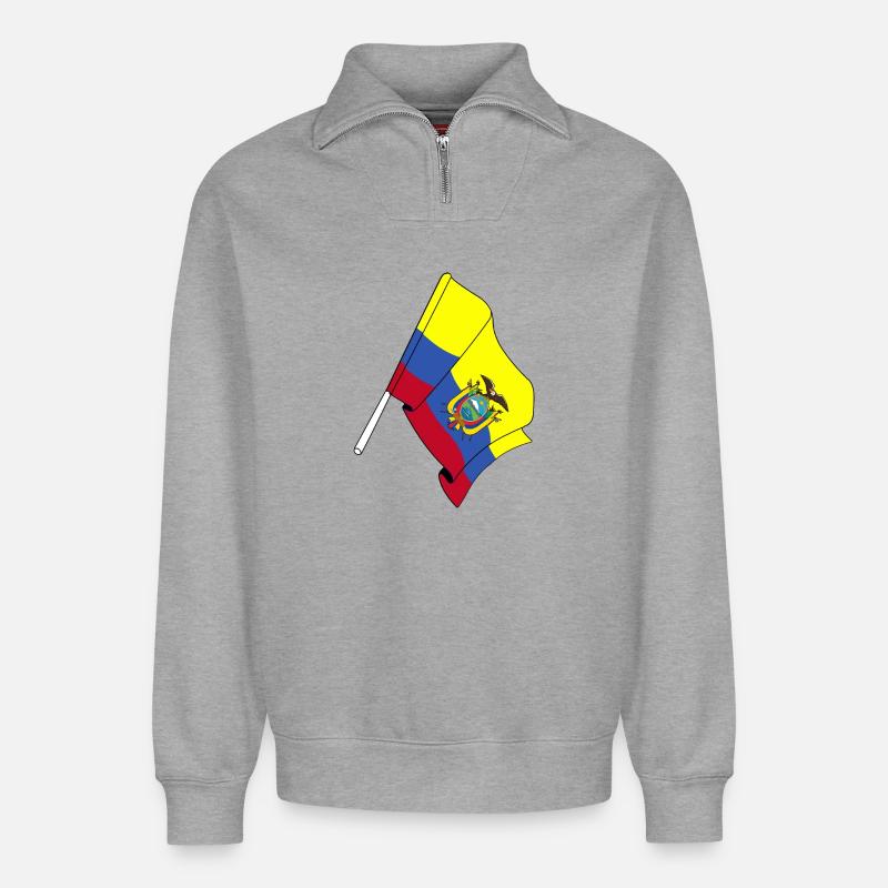 Flagge Ecuador - Relaxed Unisex Organic Half Zip Sweatshirt – von SPREAD - Grau meliert