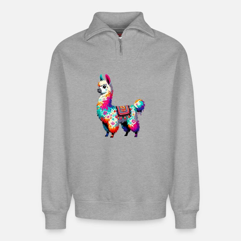 Alpaca - Relaxed Unisex Organic Half Zip Sweatshirt – by SPREAD - heather grey