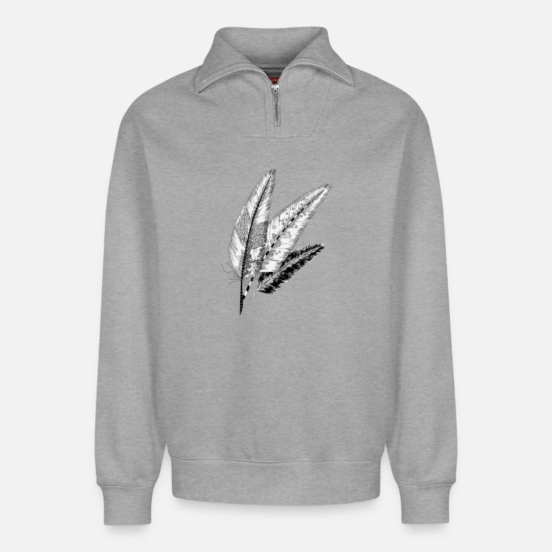 Drei Federn - Relaxed Unisex Organic Half Zip Sweatshirt – von SPREAD - Grau meliert