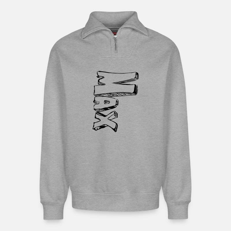 Max - Relaxed Unisex Organic Half Zip Sweatshirt – von SPREAD - Grau meliert