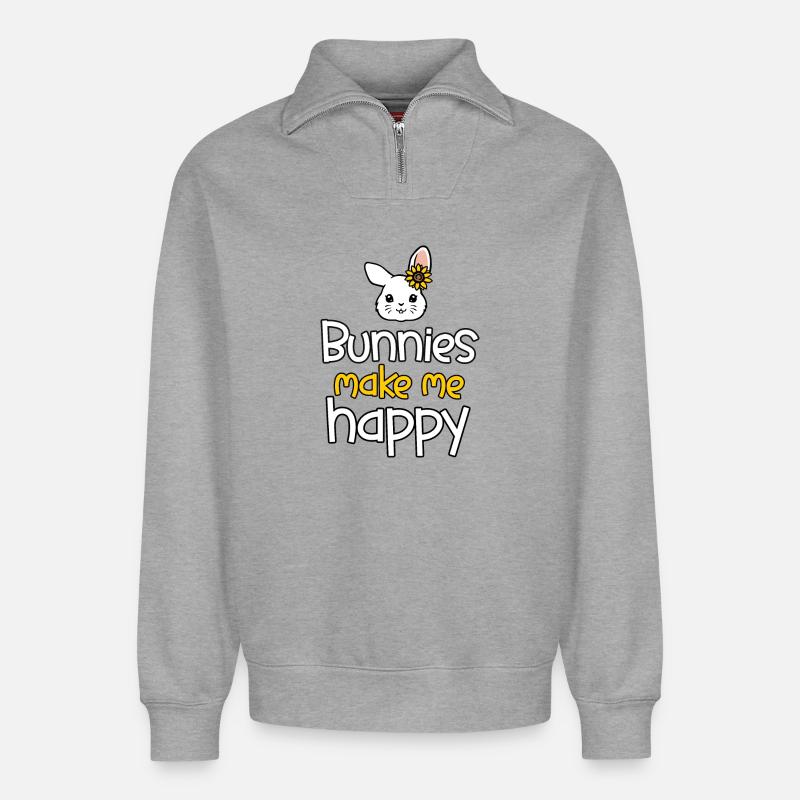Rabbit Rabbit - Relaxed Unisex Organic Half Zip Sweatshirt – by SPREAD - heather grey
