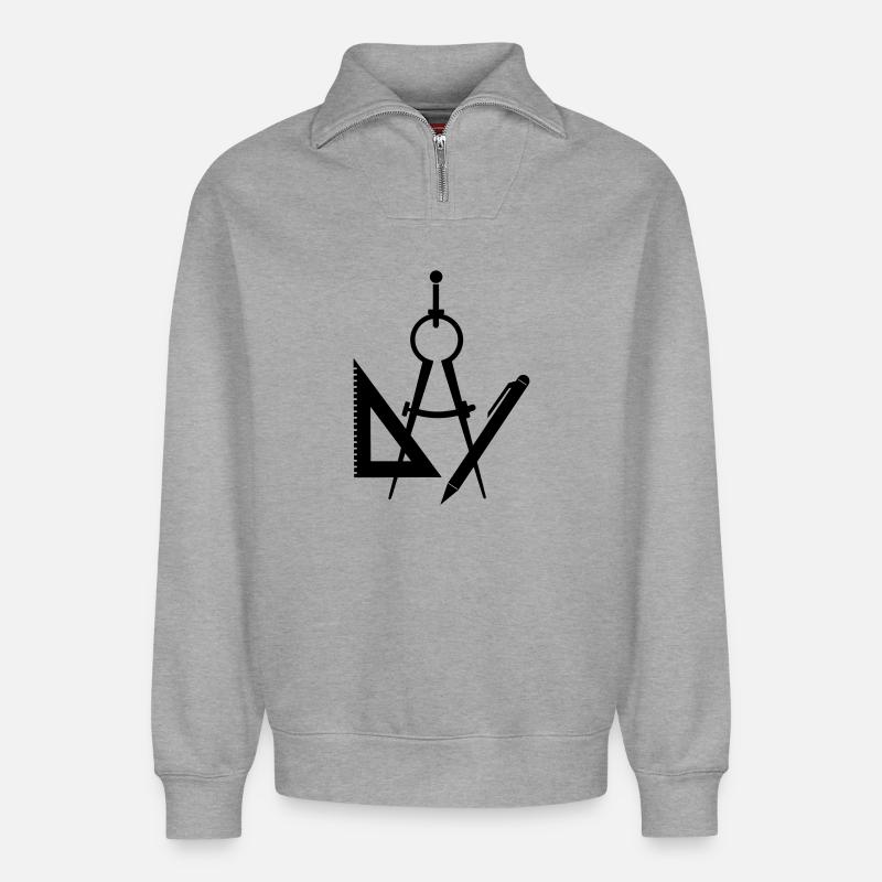 Logo de passeur d’architecte d’outils - Sweat unisexe décontracté en coton biologique à demi-zip – de SPREAD - gris chiné