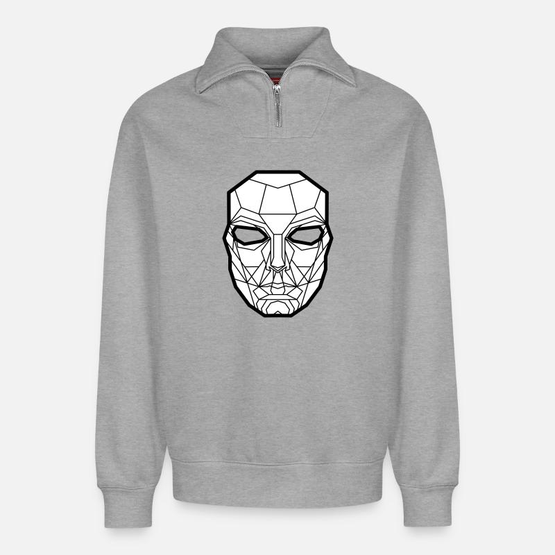 Kimura Mask White - Relaxed Unisex Organic Half Zip Sweatshirt – by SPREAD - heather grey