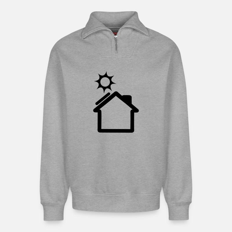 Solar panel on house logo - Relaxed Unisex Organic Half Zip Sweatshirt – by SPREAD - heather grey